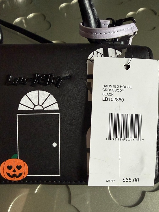 π BETSEY JOHNSON Haunted House Crossbody Bag with Bat Charm Black NWT - Picture 13 of 17